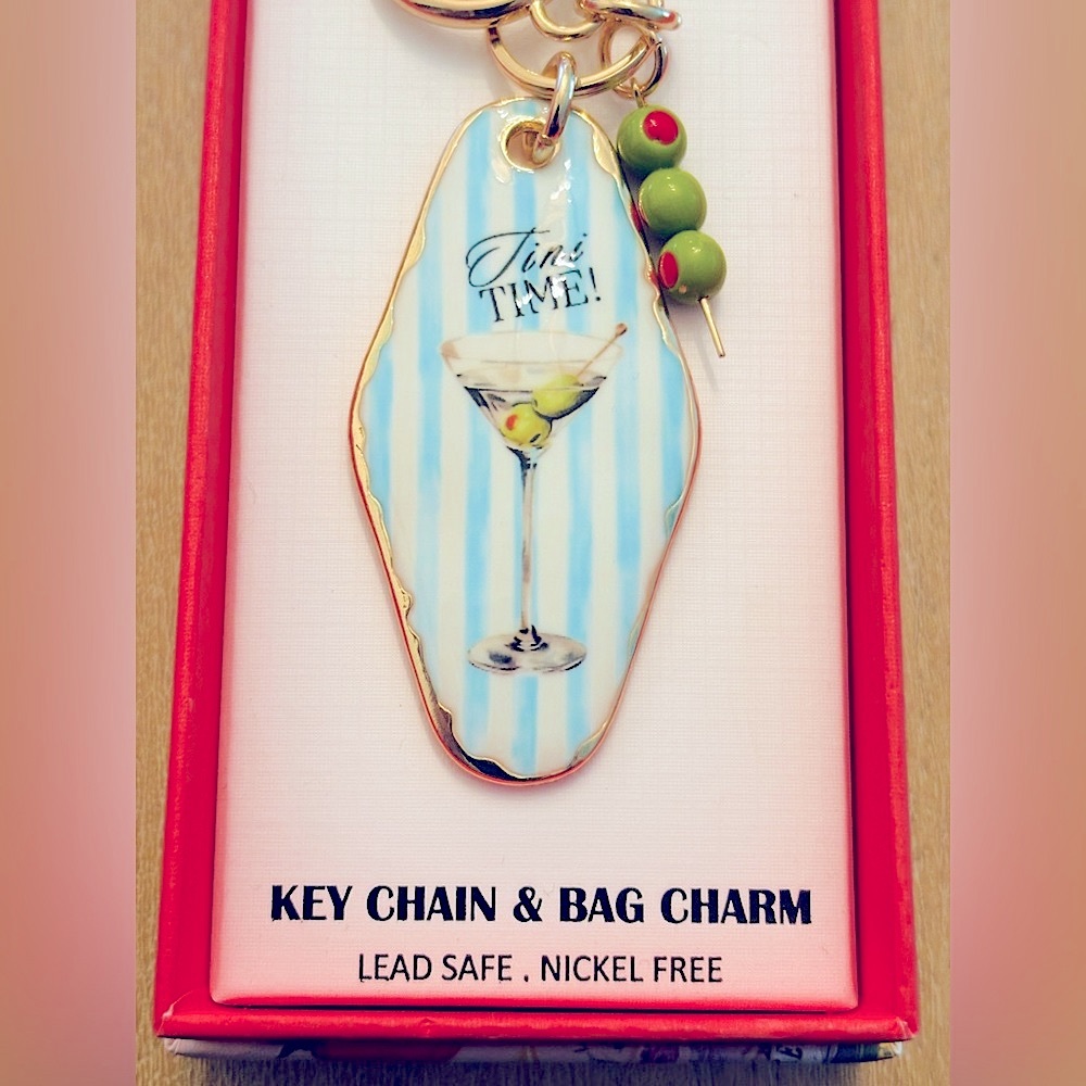Piper K Martini Time Key Chain & Bag Charm